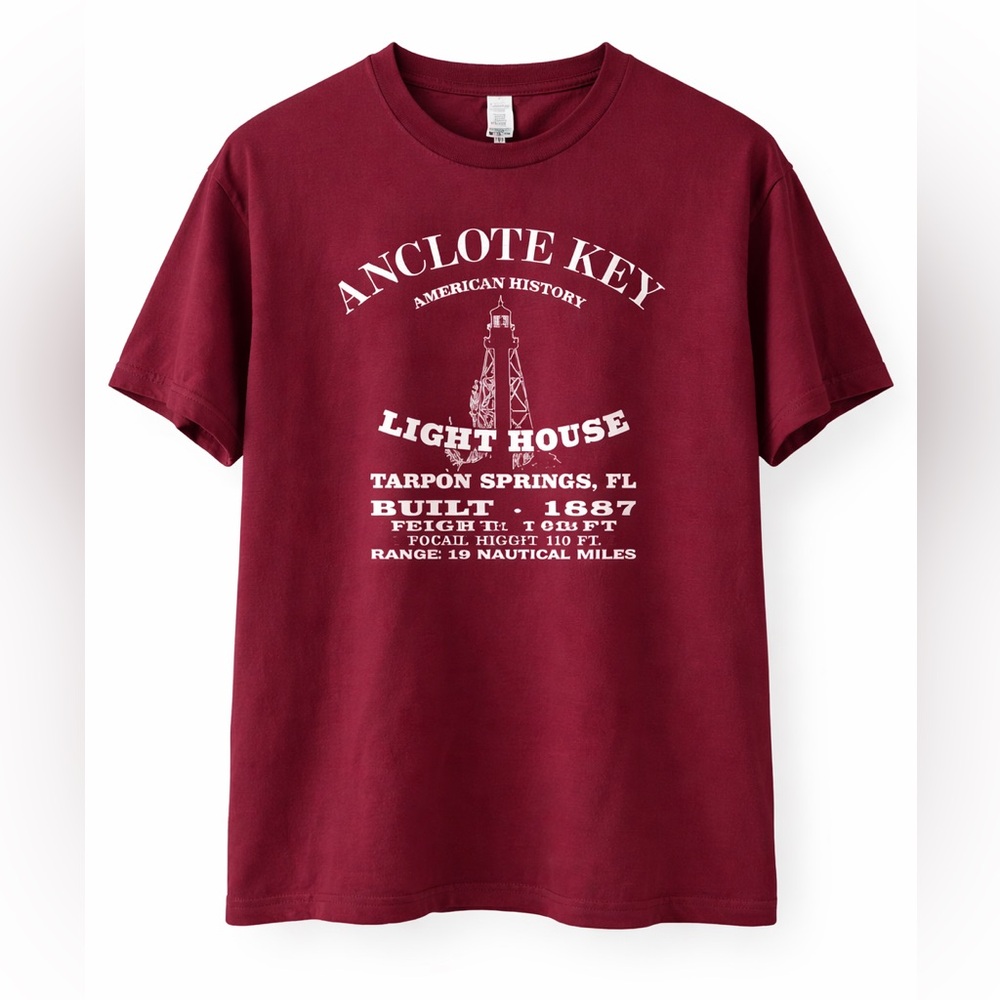 Anclote Key Lighthouse Graphic Tee - Burgundy